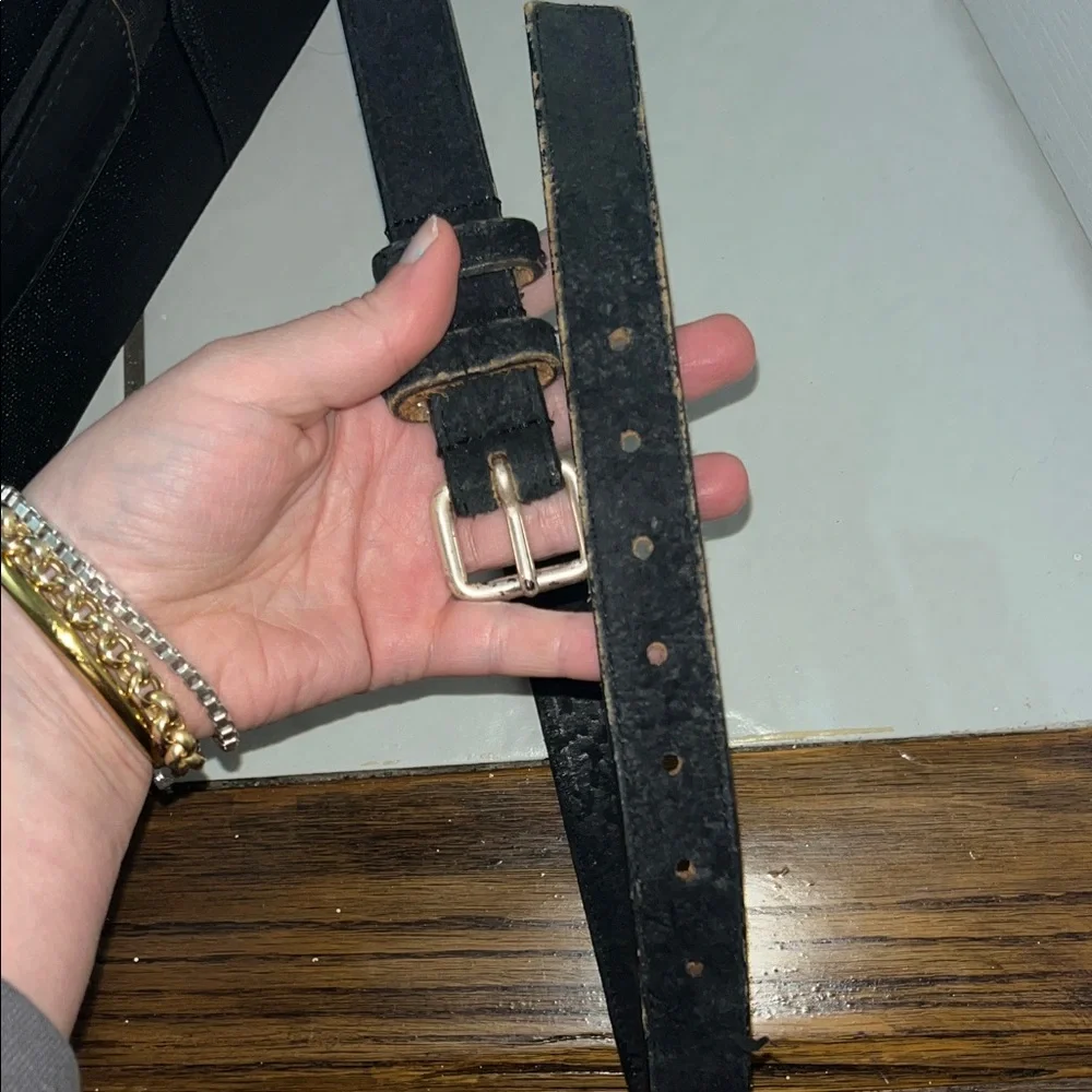 Comme des Garcons Black Textured Belt leather sz 80